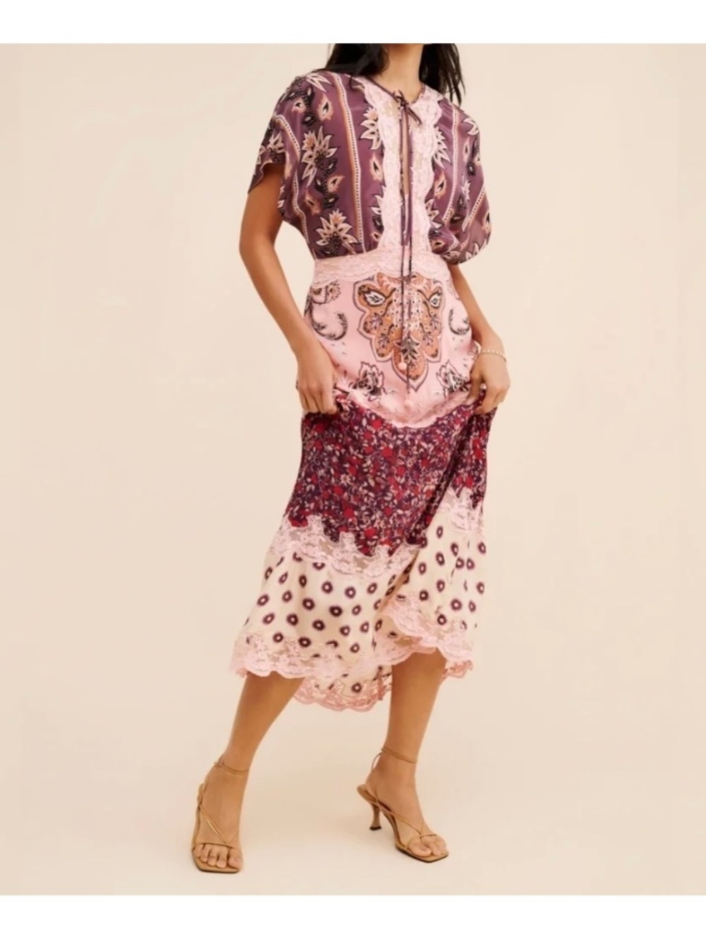 FARM Rio Glam Tapestry floral-lace dress S